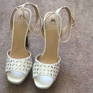 White and gold platform sandals